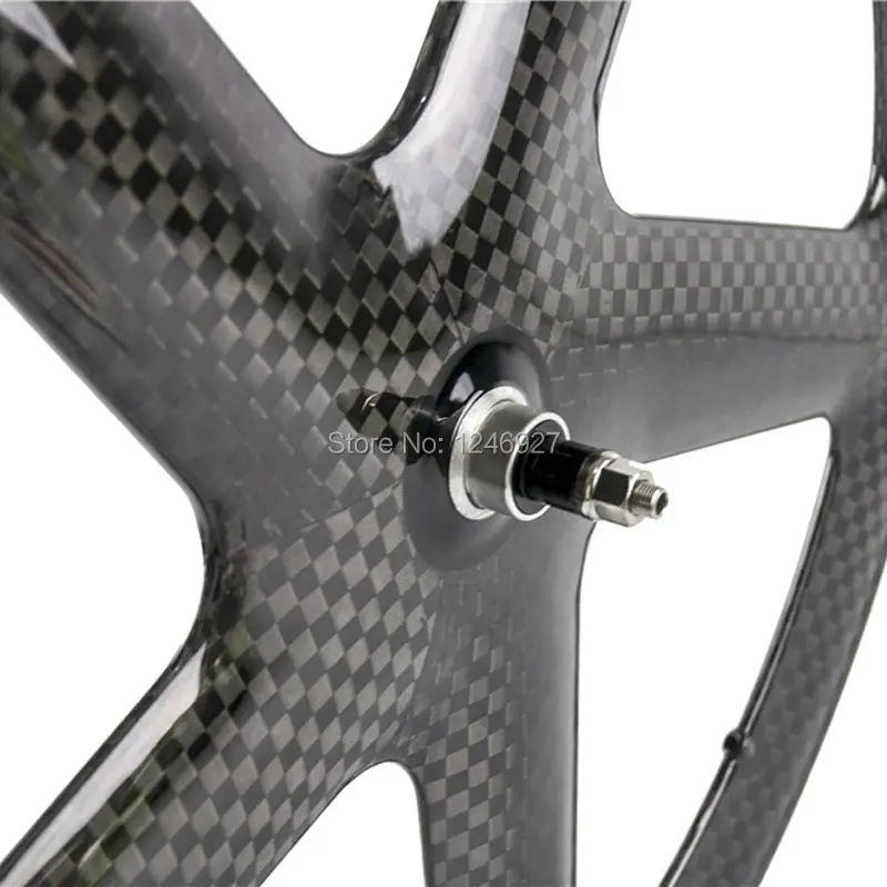 Roues de vélo de piste en carbone 700C à 5 rayons, pneu