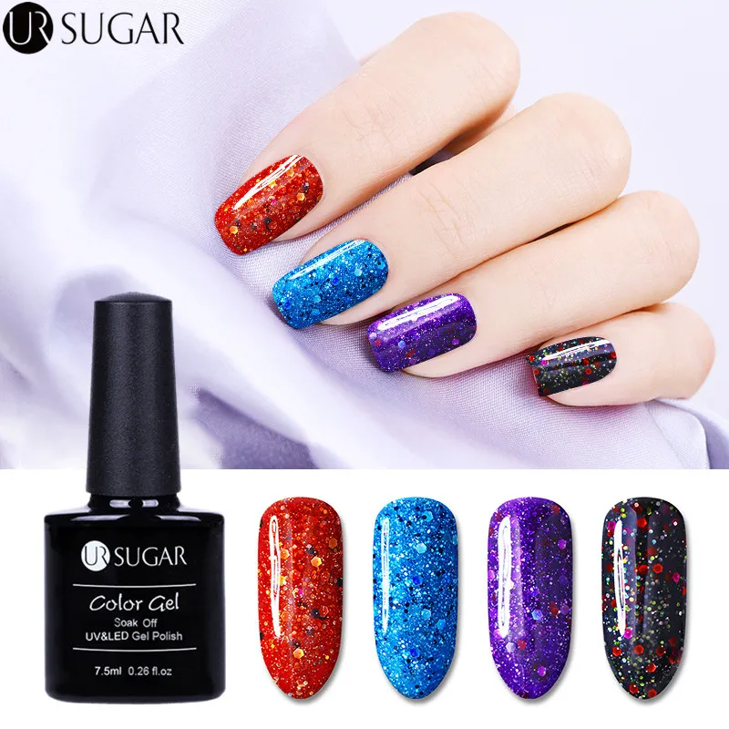 

UR SUGAR 4Pcs Nail Gel Polish Set Shiny Glitter Gel Magnetic UV Gel Polish Varnish Semi Permanent Gel Lacquer Nail Art Kits