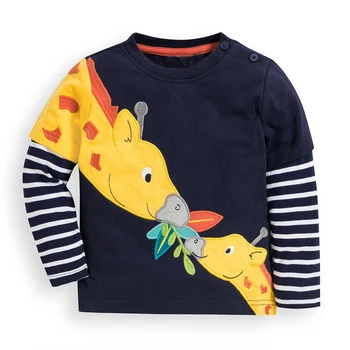 Kidsalon Children T shirts for Boys Clothes Baby Boy Tops Autumn 2019 New Kids T-shirt Animal Applique Cotton Boys Tees Shirts 2