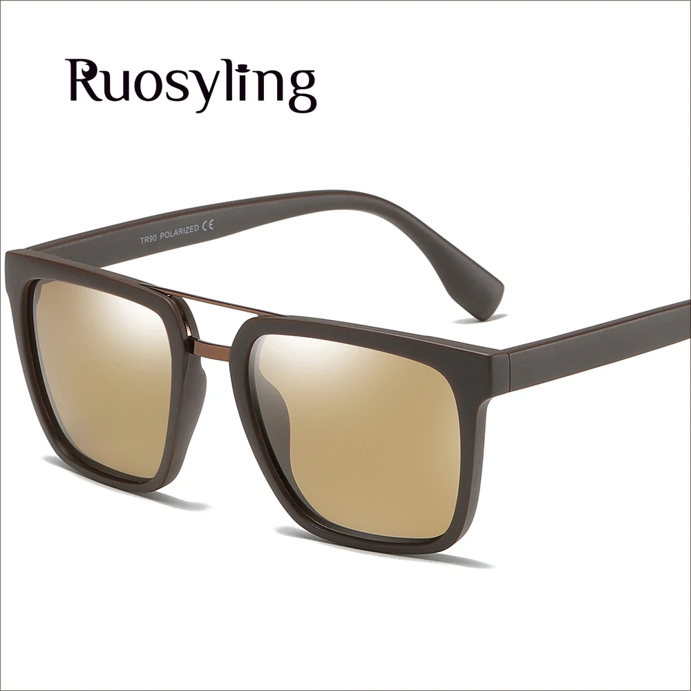 Ruosyling UV400 Мужские Солнцезащитные очки поляризованные матовые черные темные