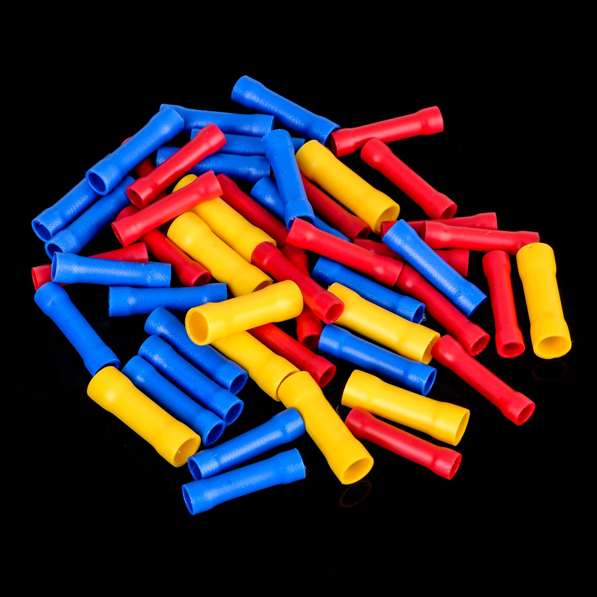 50pcs Assorted Insulated Straight Butt Connectors Electrical Crimp Wire Cable Terminals Set Red Blue Yellow