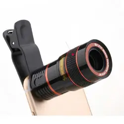Универсальный 8X объектива телескопа телефона черный объектив лупы клип на бинокль фотографии для сотовый телефон смартфон