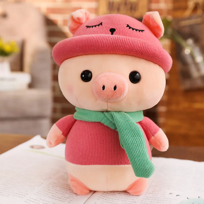 

25CM New Cute Scarf Pig Dolls Cute Stuffed Toys Gifts Plush Toy Gift Dolls For Children Kids Chrismas Birthday Gifts