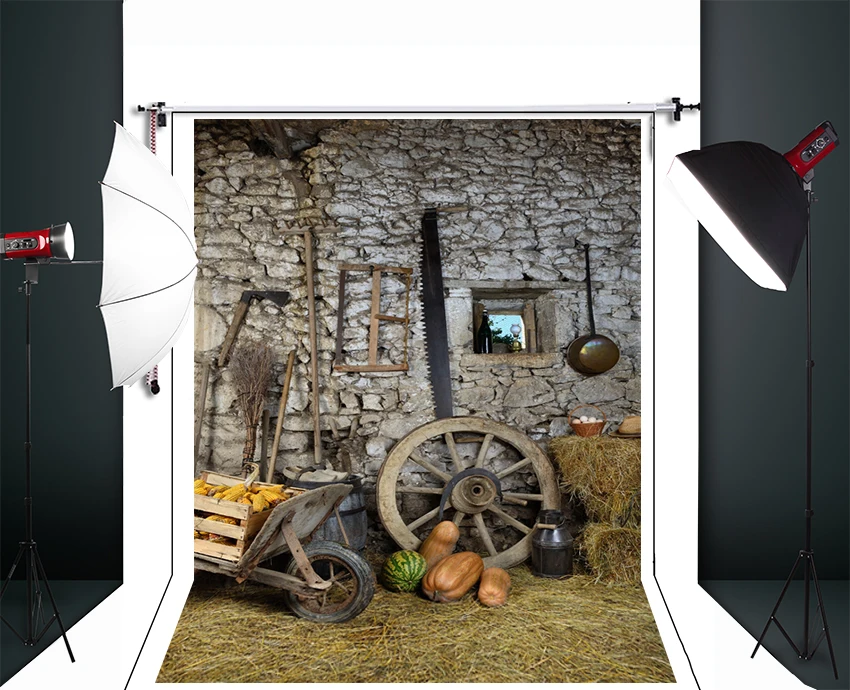 Art Fabric Photography Backdrop Retro Farm Tools Custom Photo Prop Backgrounds Rustic Backdrop D-1660