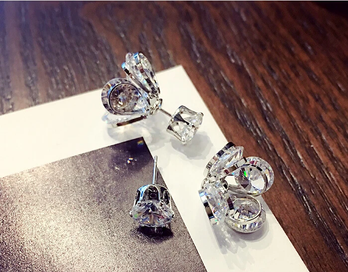 Женские серьги гвоздики серебристого цвета с цирконом AAAAA|earrings gift|colorful stud earingsfashion