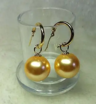 

HUGE SOUTH SEA 16 MM AAA+++ NATURAL GOLDEN SHELL PEARL EARRING&gt;free shipping