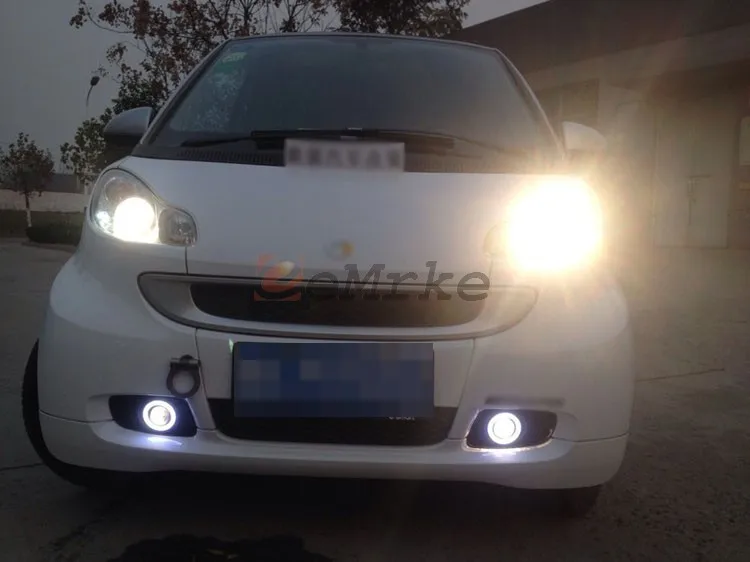 EEMRKE для Smart Fortwo W451 Led DRL Ангельские глазки Противотуманные фары Габаритные огни Tagfahrlicht галогенные лампы H11 55 Вт Туман фара