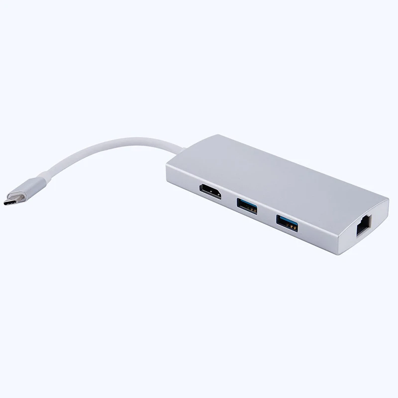 

USB-C Digital AV Multiport Hub with 4K HDMI TF/SD Card Reader 2 USB 3.0 Type C Charging and Gigabit Ethernet Adapter