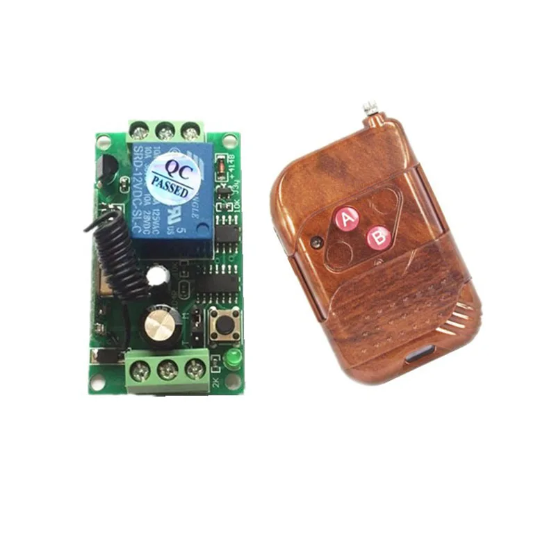 

DC12V 1CH 10A Wireless Remote Control Dual Button switch system teleswitch Transmitter + 1X Receiver relay smart house z-wave