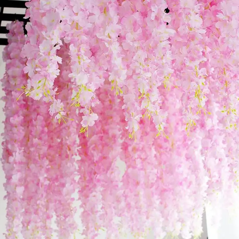 15Pcs/lot Artificial Cherry blossom flower Vine Sakura rattan for home Wedding Arch decoration wall Hanging flores wreath 88cm 15Pcs/lot Artificial Cherry blossom flower Vine Sakura rattan for home Wedding Arch decoration wall Hanging flores wreath 88cm