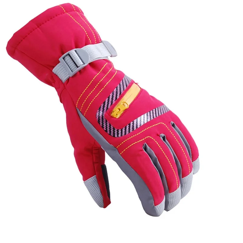 Новые лыжные перчатки полный палец сноуборд Мотоцикл Зимние теплые перчатки езда Велоспорт Лыжный спорт сенсорный экран Водонепроницаемая перчатка женщины мужчины дети - Цвет: Красный