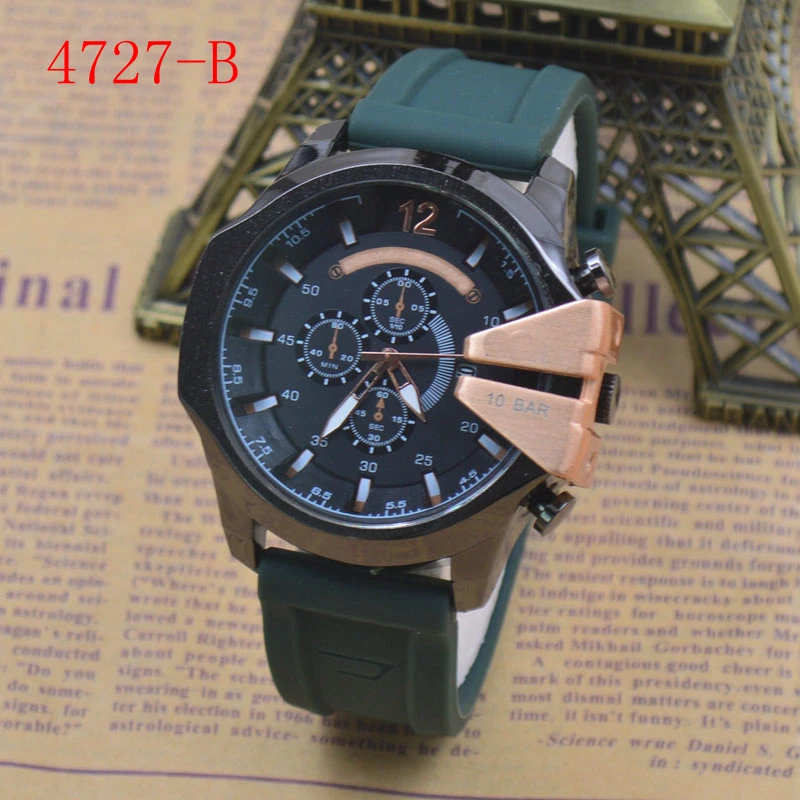 Силиконовый ремешок для часов Мужские кварцевые спортивные часы Автоматическая Дата модные брендовые мужские часы сапфировые хрустальные Gules зеленый черный
