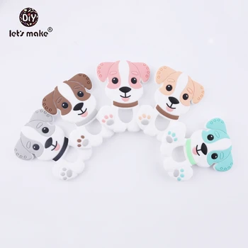 

Let's Make 5pc Pink DIY Nursing Pendant Teething Necklace Making Silicone Cartoon Dog Charms Baby Teether Silicone Toys Teethers