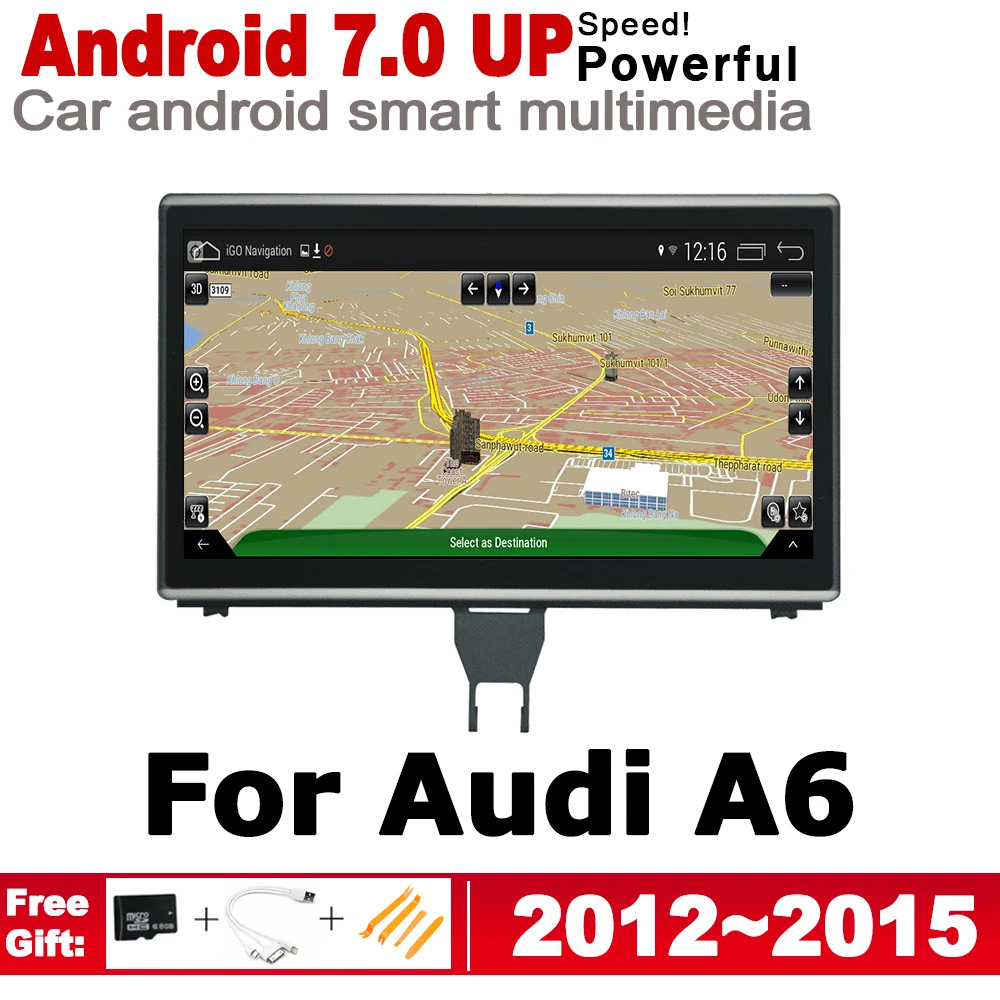 

HD Screen Stereo Android 7.0 up Car GPS Navi Map For Audi A6 4G 2012~2015 MMI Original Style Multimedia Player Auto Radio WIFI