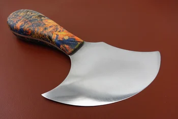 

1pc 100mm Leather Craft Original Colored Hardwood Handle Swiss High-grade Steel Round Blade Knife Cutter Tool - Sewing Stitching