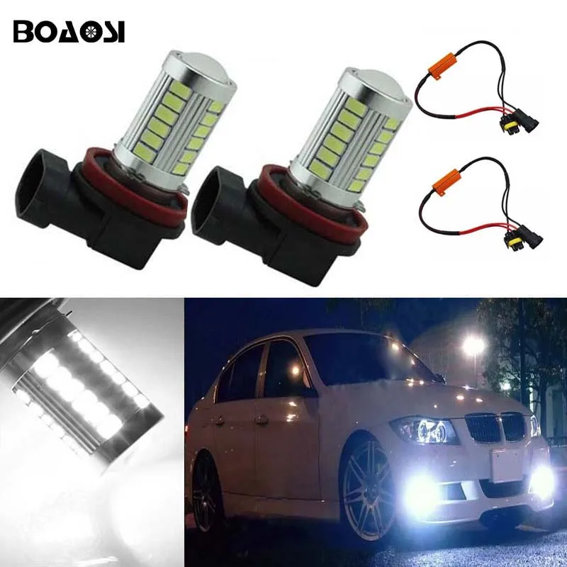 BOAOSI 2x H11 LED Bulbs For Fog Lights No Error For BMW 3/5 Series 328i 335i E39 525 530 535 E46