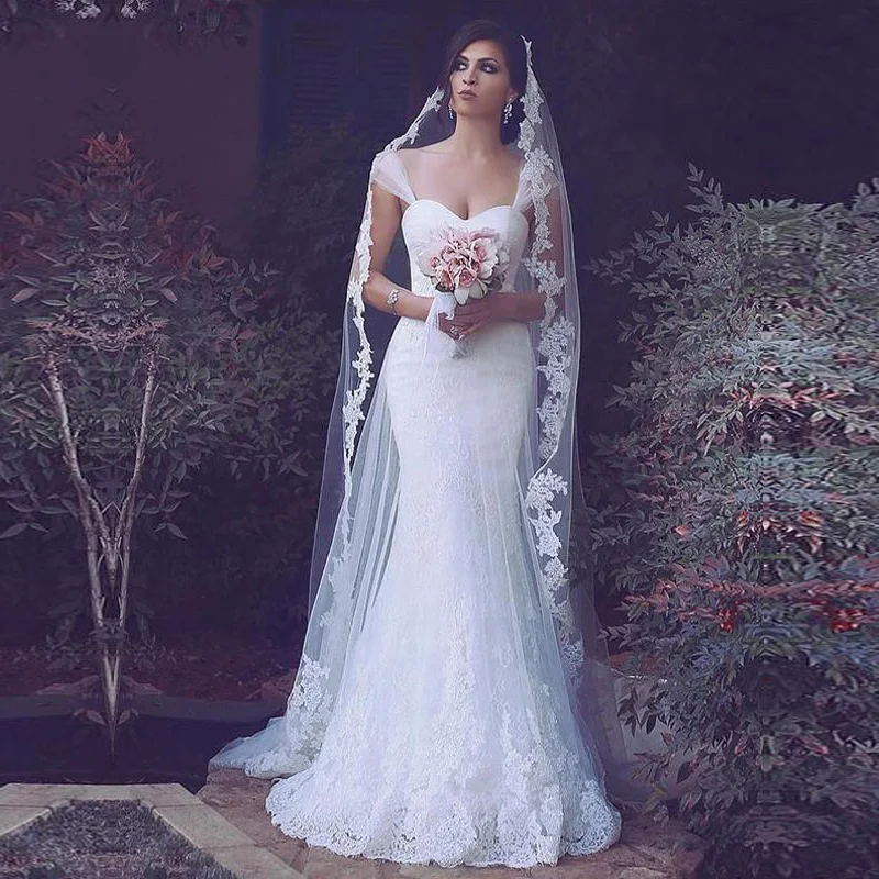 

Vestido Novia Encaje Mermaid Wedding Dress Vintage Lace Wedding Gown Straps Sweetheart Bridal Dress 2019 Robes De Mariee