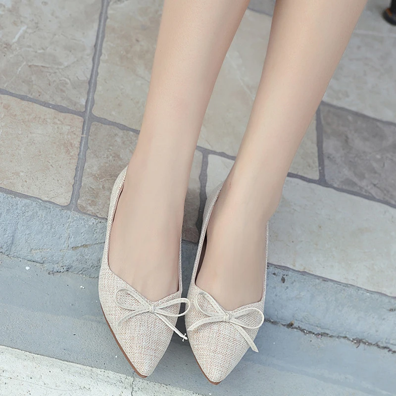 HEE GRAND New Spring Women Flats Butterfly Knot Loafers Shallow Slip On