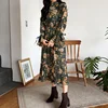 BGTEEVER Vintage Floral Print Flare Sleeve Slim Waist A-line Dress Women Summer Autumn Stand Collar Female Long Dresses 2022 ► Photo 1/6