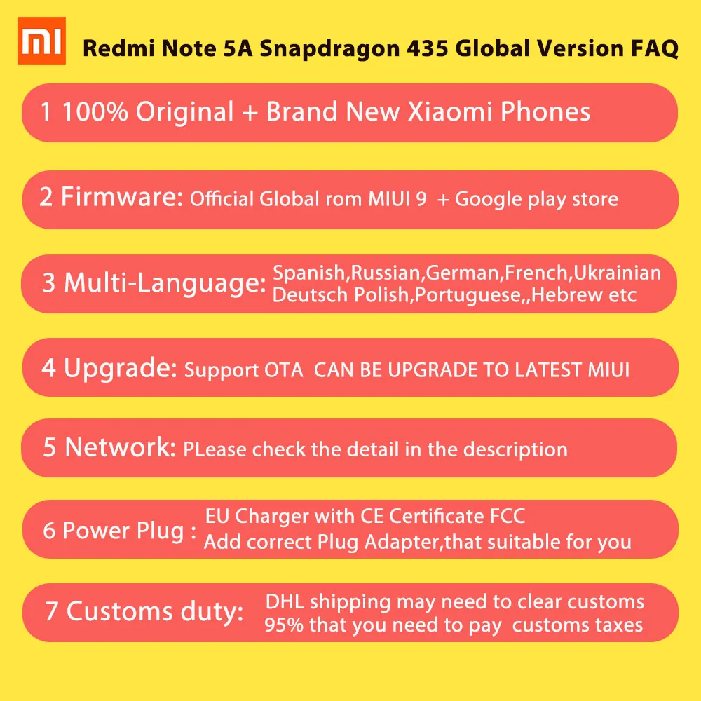 Глобальная версия Xiaomi Redmi Note 5A премьер 5 3 ГБ 32 мобильного телефона Восьмиядерный