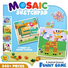 3D пазлы, мозаика, наброски, 240 шт, мозаика, гриб, набор для ногтей, 8 сцен животных, забавные разнообразные мозаичные Обучающие игрушки-пазлы