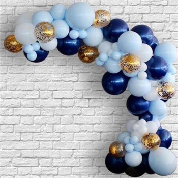 

1 Set Navy Blue Macaroon Blue White Confetti Gold Balloons Garland 5" 10" 12" Latex Helium Globos for Baby Shower Birthday Party