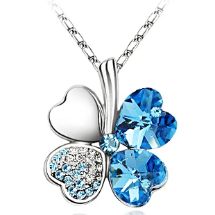 

Free shipping@@ Accessories four leaf clover crystal necklace female short design chain