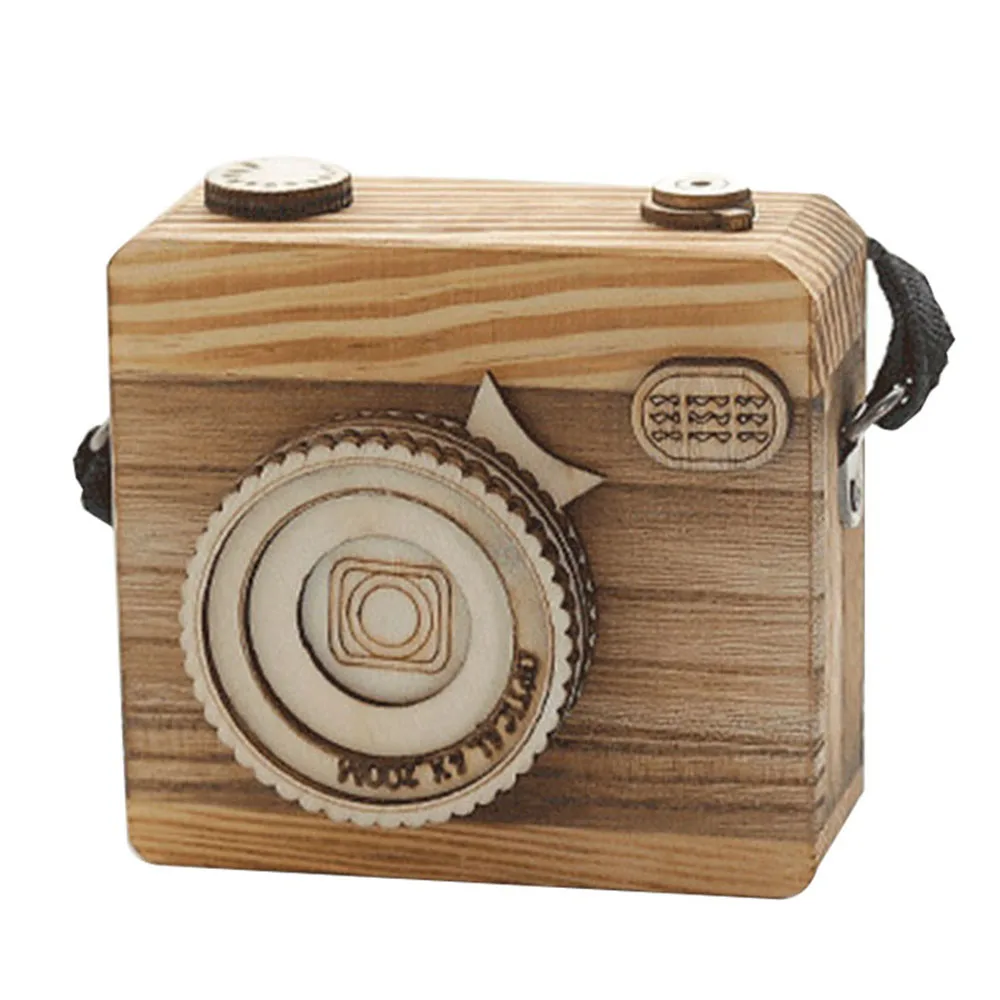 

Creative Retro Camera Styling Wooden Music Box Gift For Christmas Happy Birthday New Year Gift Children Gift