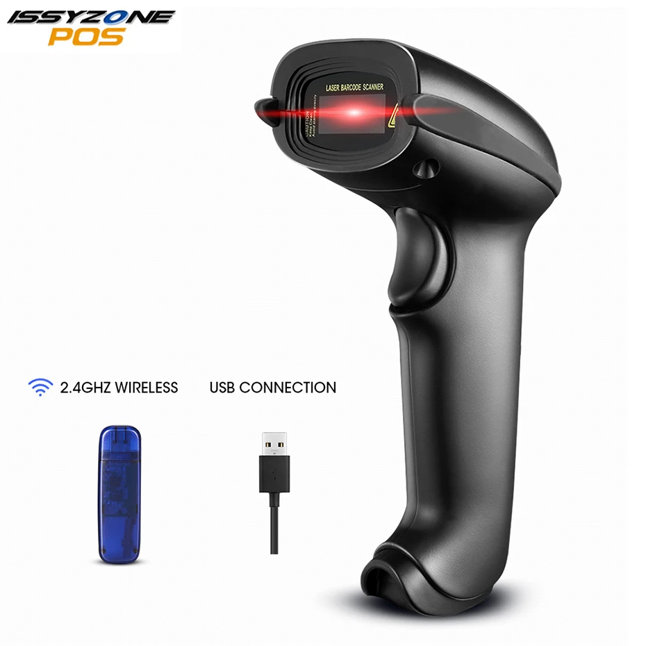 

ISSYZONEPOS Barcode Scanner Wireless for Windows iMac USB Barcode Reader Two in One with USB Receiver for Supermarket Warehouse