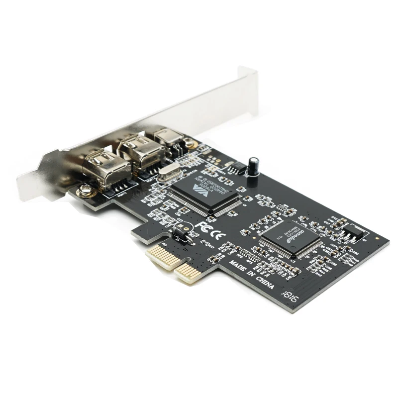 PCIe с 6 контактами PCI-E FIREWIRE 400 IEEE 1394 карты через чипсет работают WIN7 MAC OS pci-e до 1394 a b с кабелем