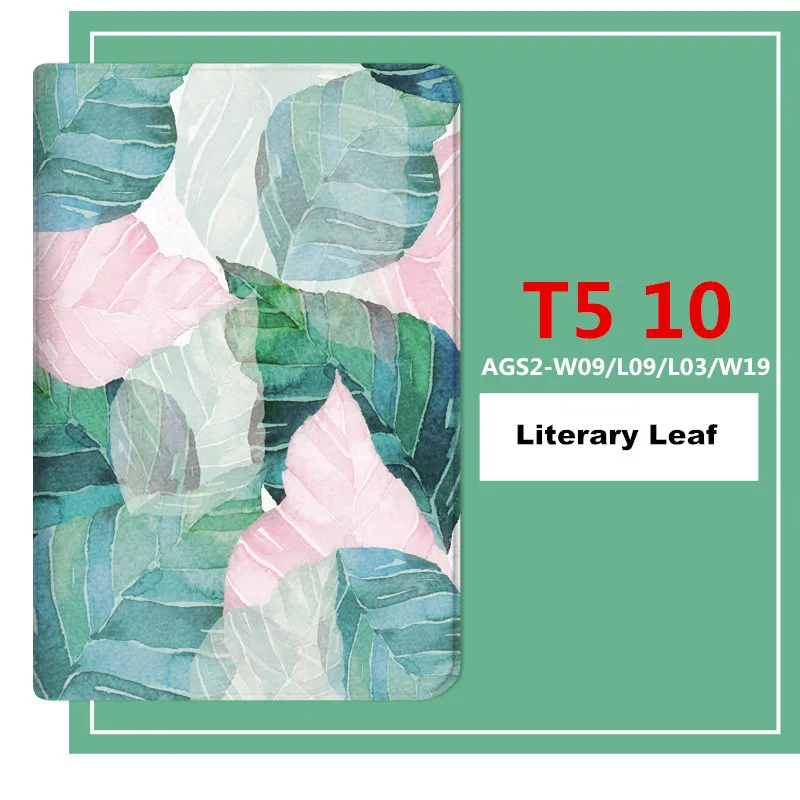 T5 10 LEAF Умный откидной кожаный чехол T5 10 с мраморным рисунком и листом для huawei MediaPad M5 10 pro/M5 10,8 8," M5 Lite 10,1 чехол для планшета - Цвет: T5 10 LEAF