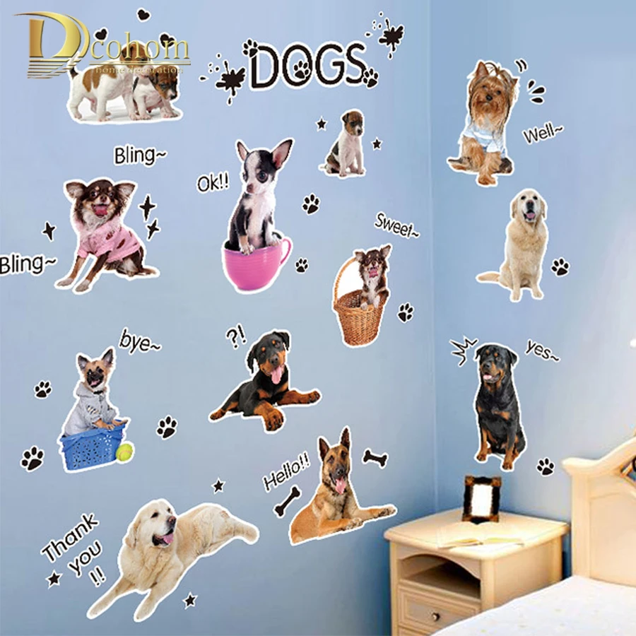 2018 милые собаки DIY анималы настенные наклейки Petshop аниме постер для детских