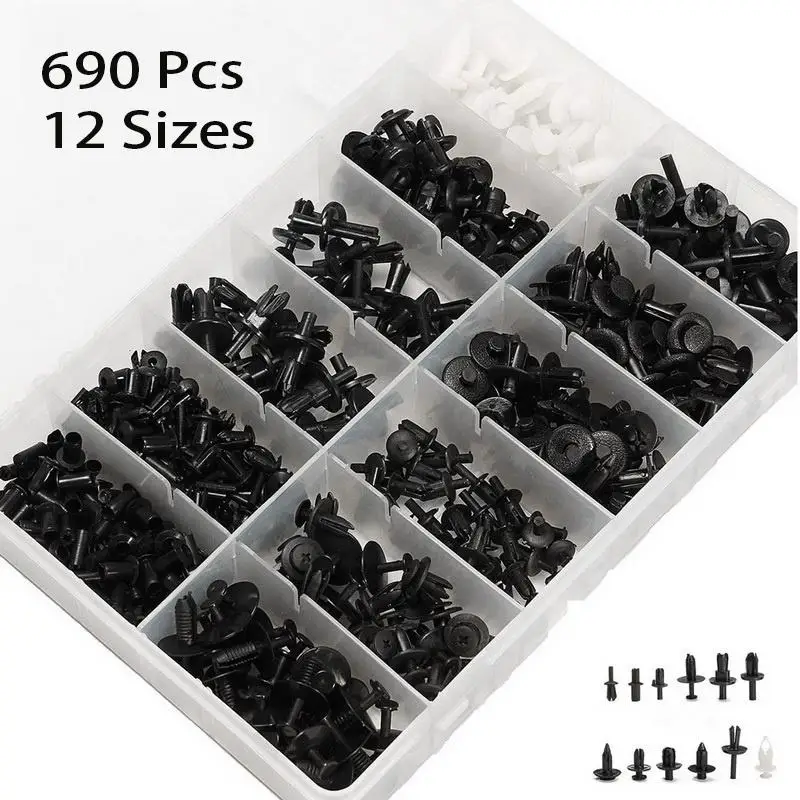 NEW 690Pcs Car Automotive Push Pin Rivet Trim Clip Panel Body Interior Assortmen