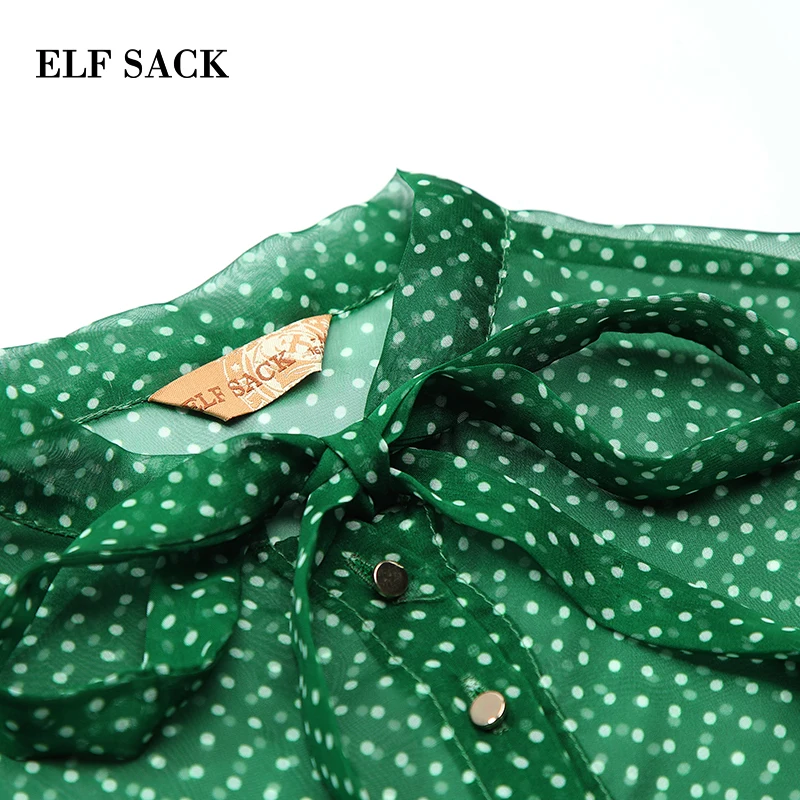Женские винтажные блузки в горошек ELF SACK пурпупные шифоновые дамские рубашки с