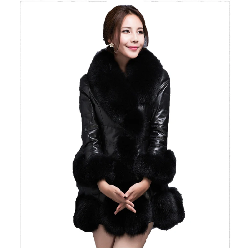 Leather Jacket Women Thick Cotton Faux Leather Jacket 2017