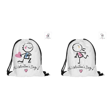 

It's Valentine's Day Printed Drawstring Backpack Polyester Bags For Couples Lovers Pouch Backpacks With Two Sided Printing