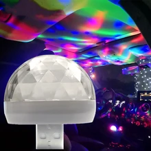 1 шт. светодиодный USB автомобильный светильник 5 в RGB Супер Мини Романтический 3 Вт праздничный светильник s DJ изменение цвета Звук Активированный Кристалл Magic