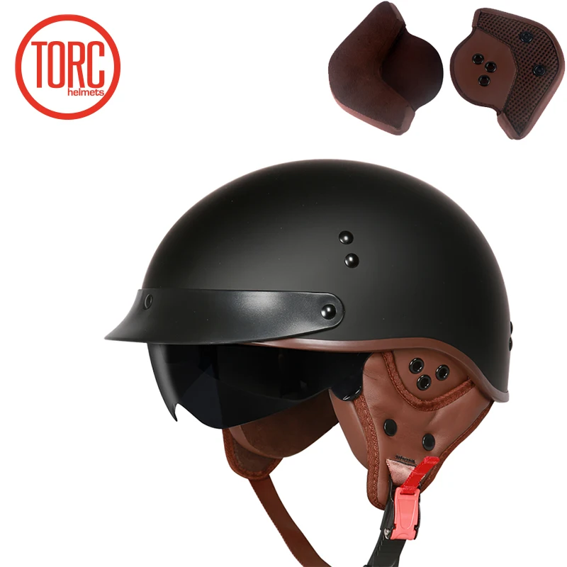 TORC T55 винтажный мото rcycle шлем Vespa винтажный летний полушлем с внутренним козырьком реактивный Ретро мотоциклетный шлем в горошек - Цвет: b1