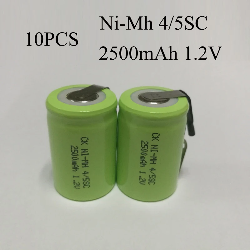 

10PCS 4/5SC 1.2V Ni-Mh Battery 2500mAh Ni Mh Rechargeable Batteries Welding Tabs Point For Electric Drill Electric Batch