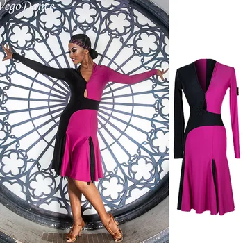 

sexy new Latin Dance Dress Long Sleeve Tassel Dance Performance Wear tango costume woman freeshipping