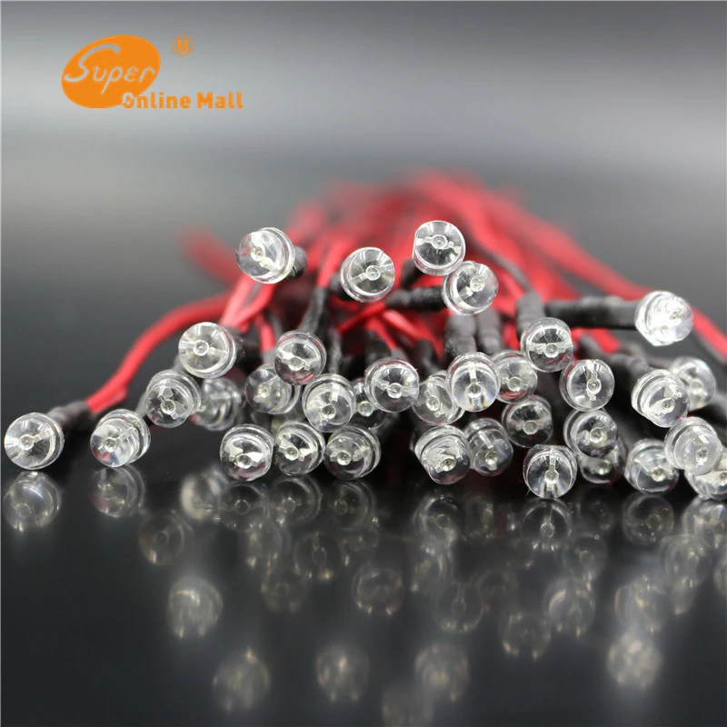 

20pcs 5mm Pre-Wired Resistor 3-12V DC 20cm Super Bright Light-emitting Diode LED Straw Hat DIY Wholesale Retail