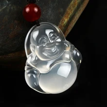 Натурального нефрита Будды кулон нефрит jade женский из натуральной домашнего льда мякотью Будды Майтреи кулон нефрит кулон Цепочки и ожерелья