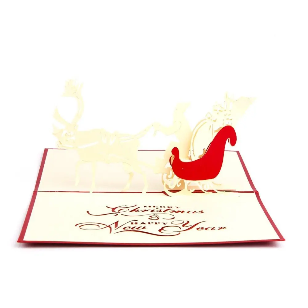 Ручной работы пустой 3D всплывающие поздравительные открытки Рождественский олень автомобиль с подходящим конвертом лазерная резка на удивление идеальный декор