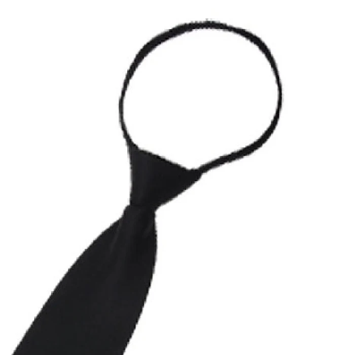 2017 NEW Men Solid Black Polyester Zip Up Necktie Smooth Zipper Tiein