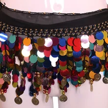 Сексуальные женские пояса для танца живота, шарф, радужные дешевые шарфы с монетами для танца живота, пояс, распродажа