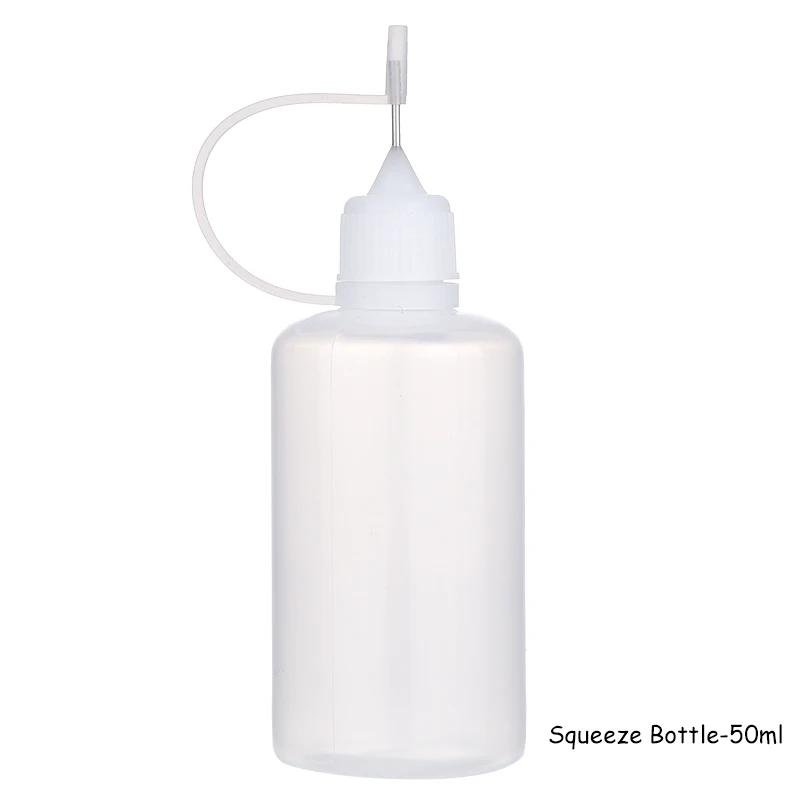 2Pcs 50ml Needle Squeeze Bottle Metal Needle Cap White Plastic Empty
