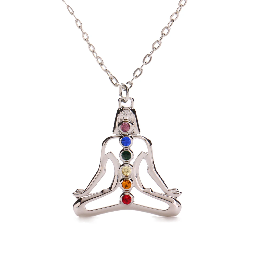 Chakras in Tibetan Buddhism Necklace,Crystal Buddha Necklace,Yoga Lotus ...