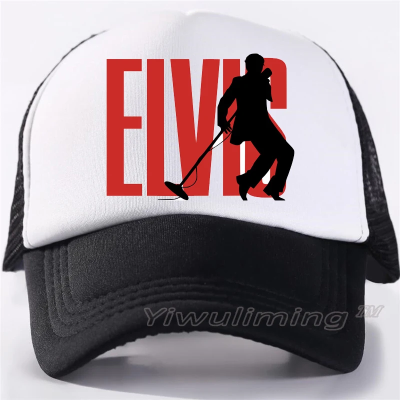 

New Summer Trucker Caps Elvis Presley Cool Summer Black Adult Cool Baseball Mesh Net Trucker Caps Hat for Men Adjustable