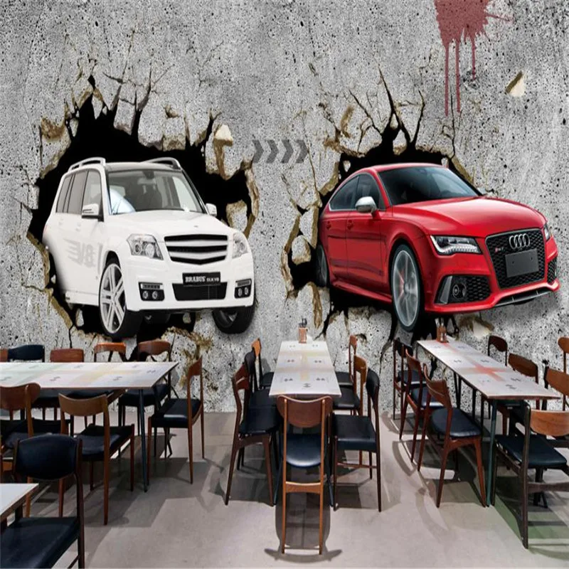 

Modern Wallpaper 3d Stereo Wall Picture Boy Room Bar Hotel Study Kitchen Wallpaper Cool Style Car Come out of the Wall Wallpaper