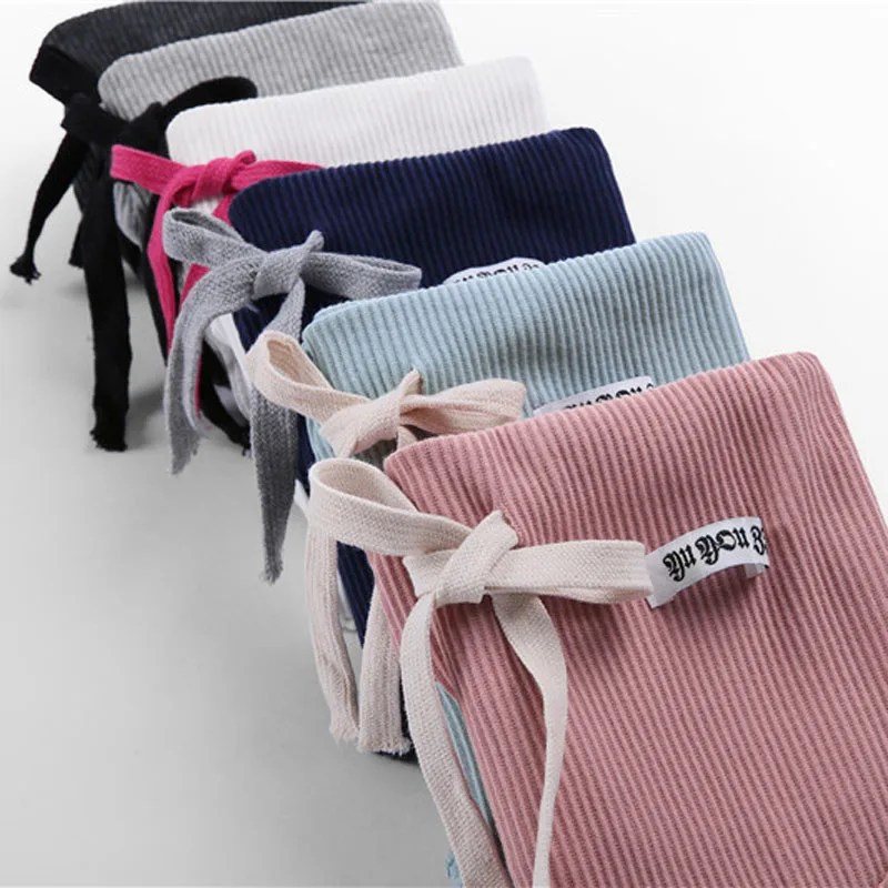 

Solid Color Thread Knitted Cotton Leggings High Quality Clothes Large Sizes Pregnancy Belly Waist Strong Stretching